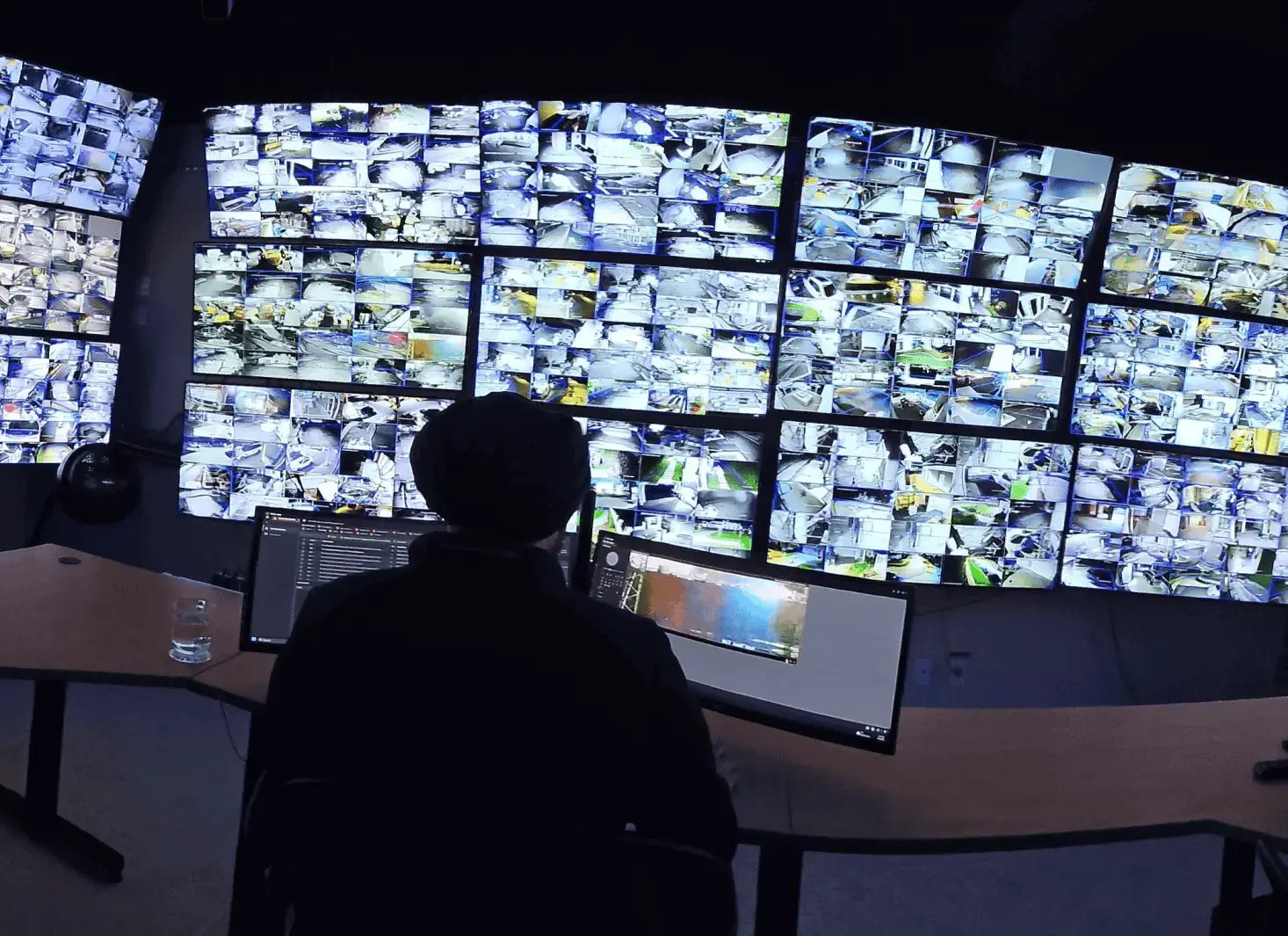 Live Video Surveillance Monitor - Secure Defence Command Centre